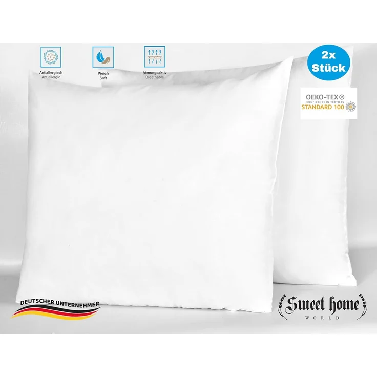 Kissen 2er Set, Kissenfüllung 80x80cm 2600g Weiches Mikrofaser - Kopfkissen Nacken und Kopf - Innenkissen Atmungsaktiv – Bild 2