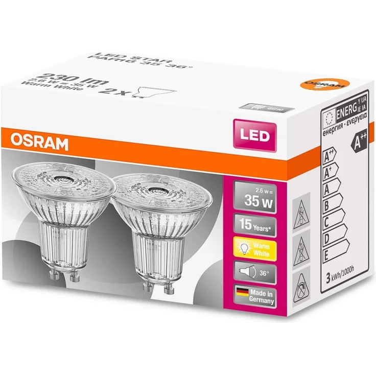 OSRAM LED Star PAR16, Sockel: GU10, Nicht Dimmbar, Warmweiß, Ersetzt eine herkömmliche 35 Watt Lampe, 36 Grad Abstrahlwinkel, 10er-Pack – Bild 3
