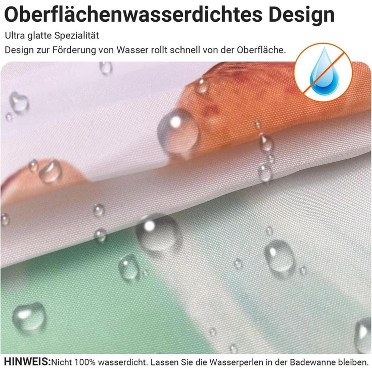 Duschvorhang 100x200cm Blumen Design Polyester Badevorhang 8 Ösen H200 x B100 cm – Bild 2