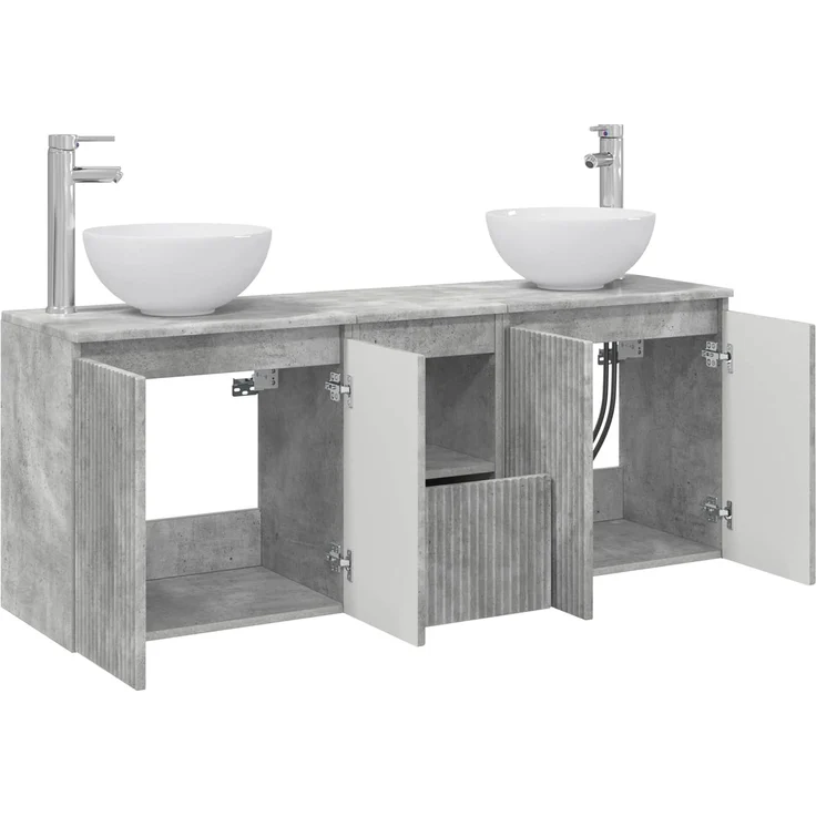 vidaXL Wandhängendes Badezimmerschrank-Set 3 stk. Betongrau 3405630 – Bild 4