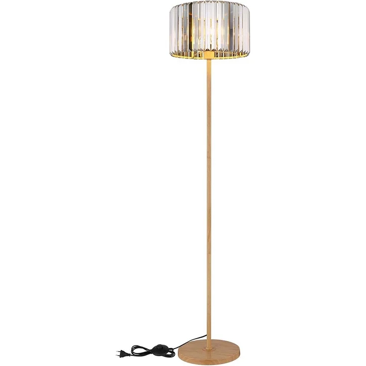 Stehleuchte, Metall Holzoptik, Kristalle rauch, H 150 cm – Bild 10