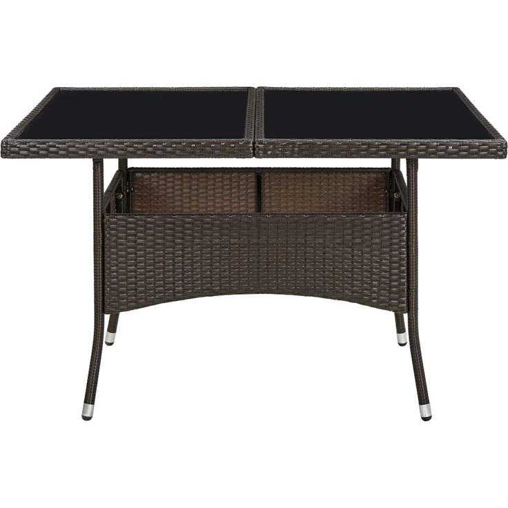 Gartentisch, Esstisch, Küchentisch Braun Poly Rattan und Glas – Bild 3