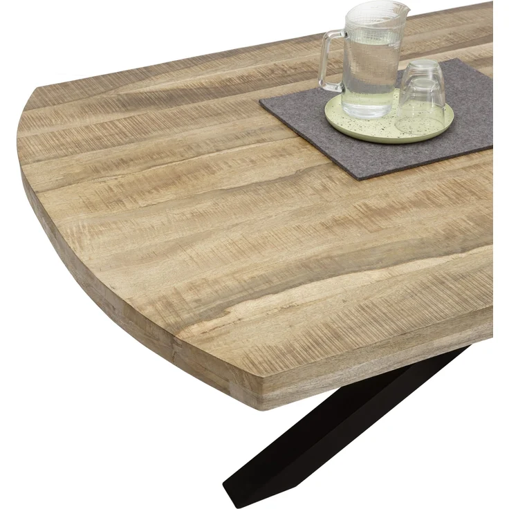Esstisch >Veneti< in schwarz, Mango 40mm aufgedoppelt - 200x77x100cm (BxHxT) – Bild 2