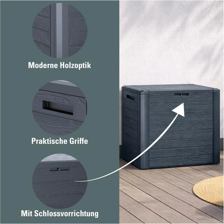 Auflagenbox Woodebox 140 Liter anthrazit – Bild 3