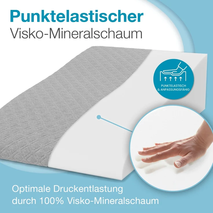 Bestschlaf Lagerungskissen für Beine, Erwachsene, 100% Visko-Mineralschaum, waschbarer hochwertiger Jacquard-Bezug – Bild 2