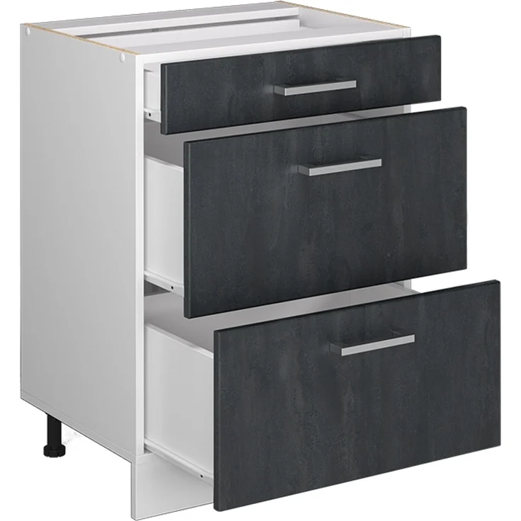 Küchenunterschrank R-Line Schwarz Beton 60 cm AP Anthrazit Vicco – Bild 4