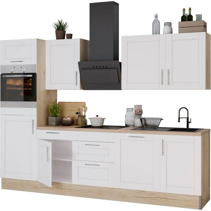 KOCHSTATION Küche KS-Ahus, Breite 280 cm,wahlw. mit E-Geräten,Soft Close Funktion,MDF Fronten