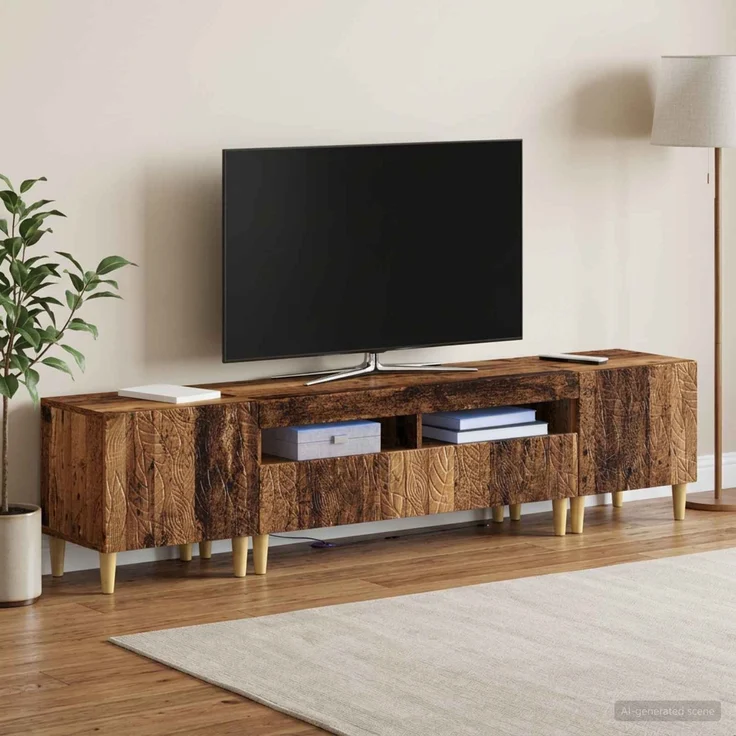 vidaXL 3-teiliges LED TV Regal DELFT Altholz Holzwerkstoff 3416768 – Bild 3