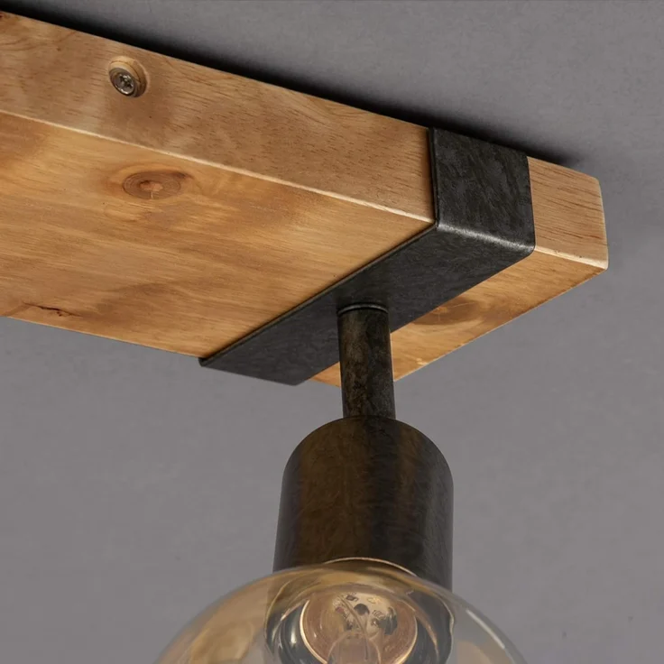 BRILONER - Deckenlampe Vintage schwenkbar, Holzbasis, E27 Fassung, max. 25 Watt, Deckenleuchte, Lampe, Wohnzimmerlampe, Schlafzimmerlampe, Küchenlampe, Deckenstrahler, 28 x 10 x 9 cm, Holz-Schwarz – Bild 5