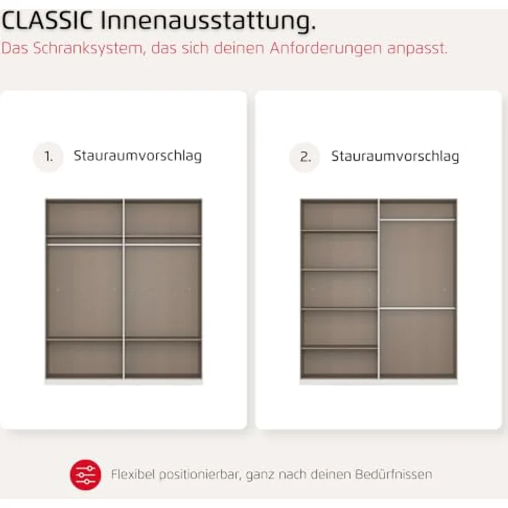 Rauch Möbel LUNIK, Kleiderschrank, Farbe Beige, Breite 181 cm | Schrank mit patentiertem Schnellmontagesystem, 4-türig, Push-to-open-Funktion, Zubehör Classic, Schlafzimmer, Garderobe – Bild 7