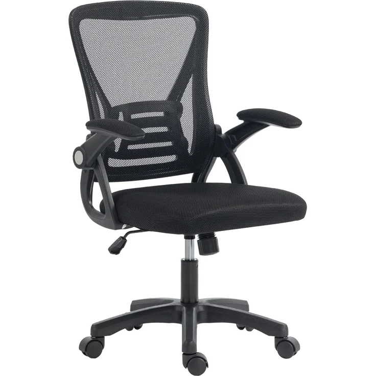 Wohnora-Bürostuhl Ergonomischer Höhenverstellbarer Schreibtischstuhl mit Hochklappbaren Armlehnen, Lendenwirbelstütze, Schwarz,H 1030cm x T 595cm x B 255cm – Bild 2
