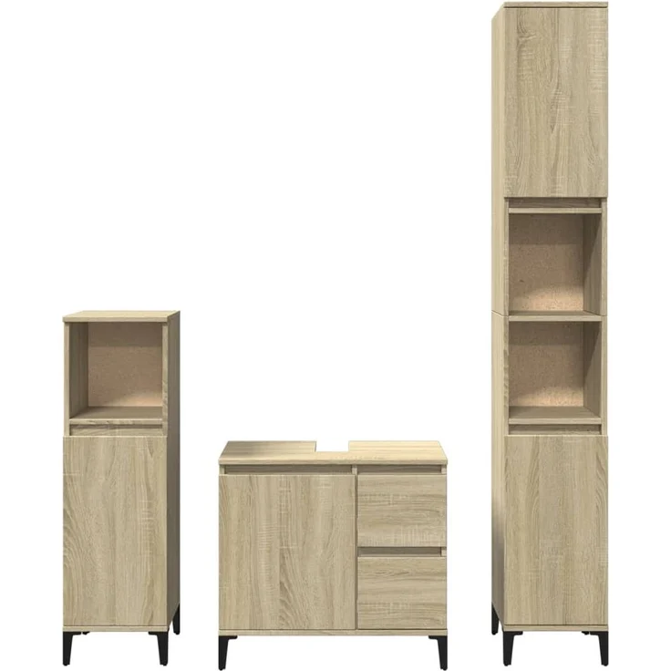 vidaXL 3-tlg. Badmöbel-Set Sonoma-Eiche Holzwerkstoff 3282654 – Bild 3