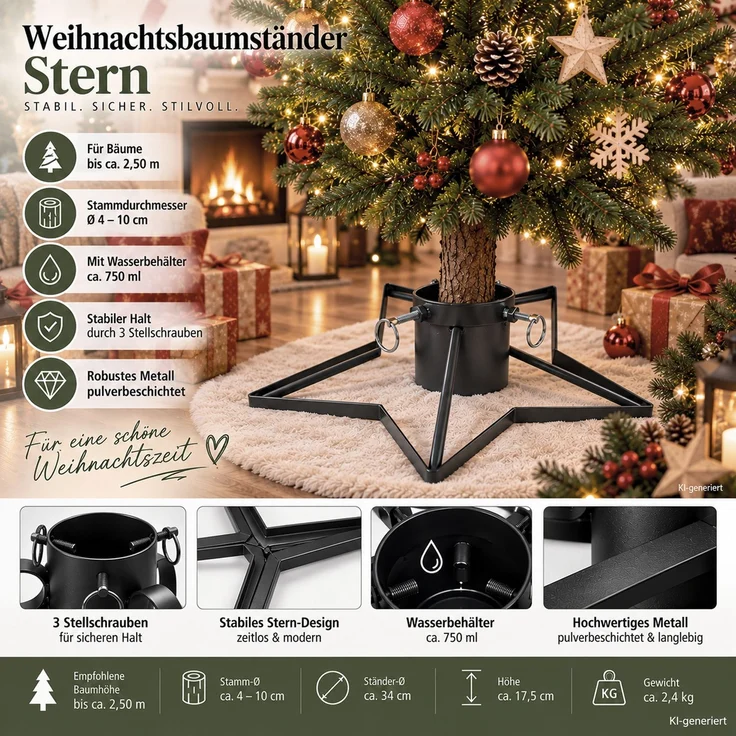 Baumständer Rustikal mit Stern Ø 34cm – Bild 2