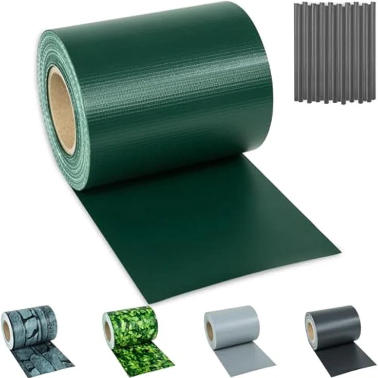 tectake® Sichtschutzfolie, Sichtschutzstreifen mit Befestigungsclips, Windschutz, Sonnenschutz, Sichtschutzmatte für Balkon, Garten, Terrasse, für Stabmattenzaun und Zaunelemente - 70 m, grün – Bild 2