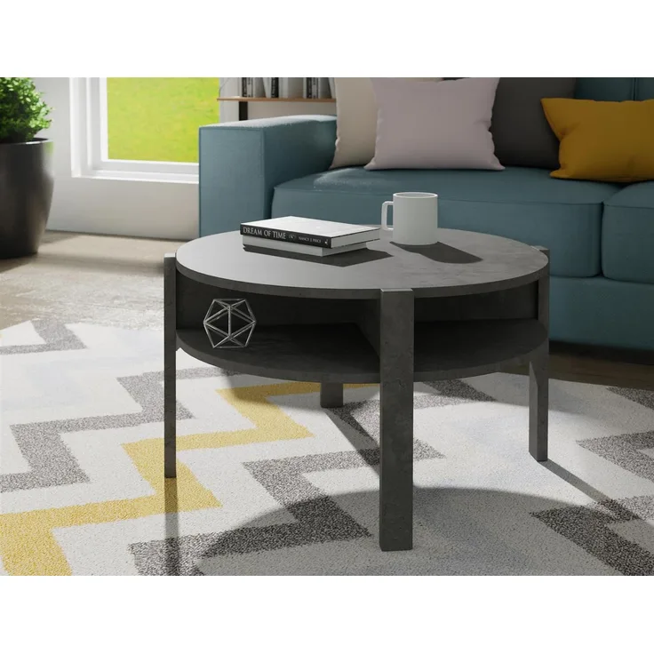 Couchtisch >Topiros< in Betonoptik Dunkelgrau - 74,4x45,5x74,4cm (BxHxT)