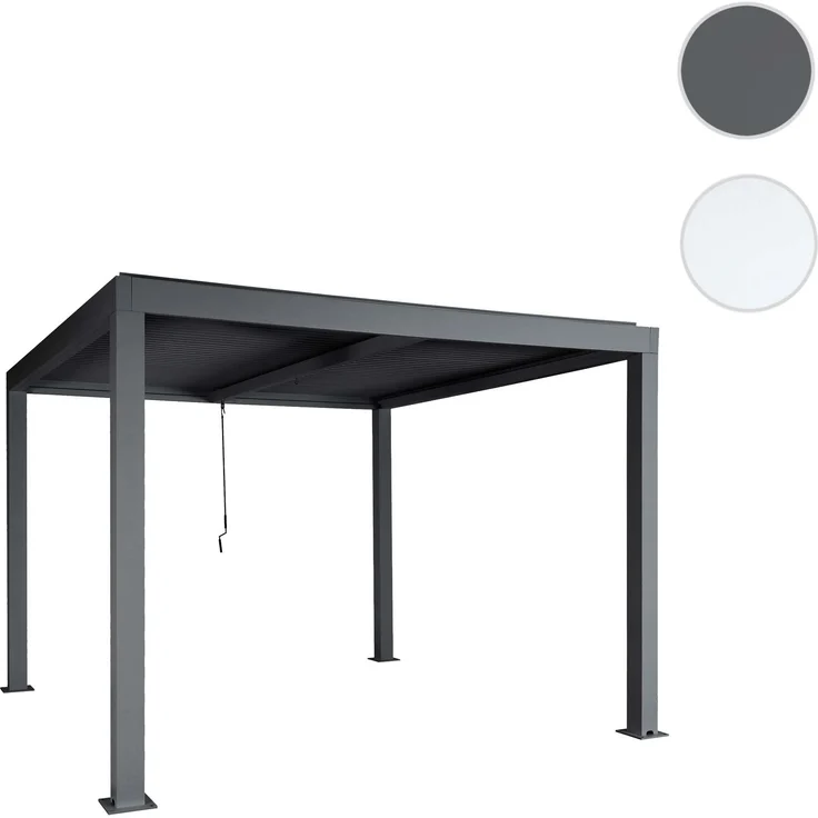 Mendler 'HWC-L46' Pergola, Regenrinne sturmfest, Aluminium anthrazit, 3x3 m – Bild 10