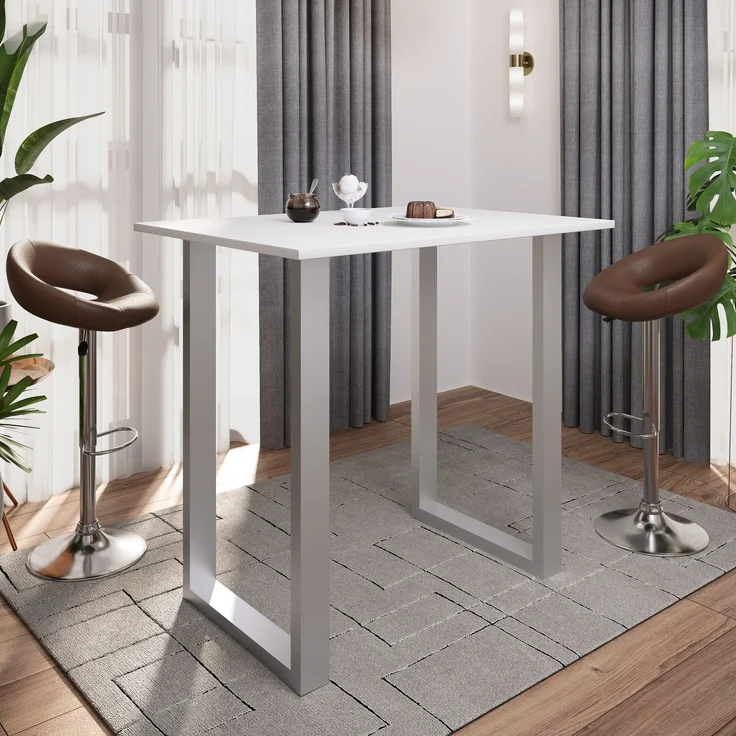 VCM Bartisch Xona 920145 Silber / Weiß H. 102 x B. 110 x T. 80 cm – Bild 3