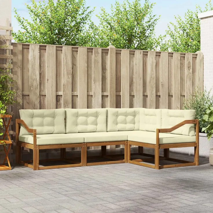 vidaXL Outdoor-Sofagarnitur 4 stk. 4-Sitzer Natur und Creme 3367523