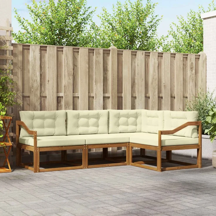 vidaXL Outdoor-Sofagarnitur 4 stk. 4-Sitzer Natur und Creme 3367523 – Bild 1