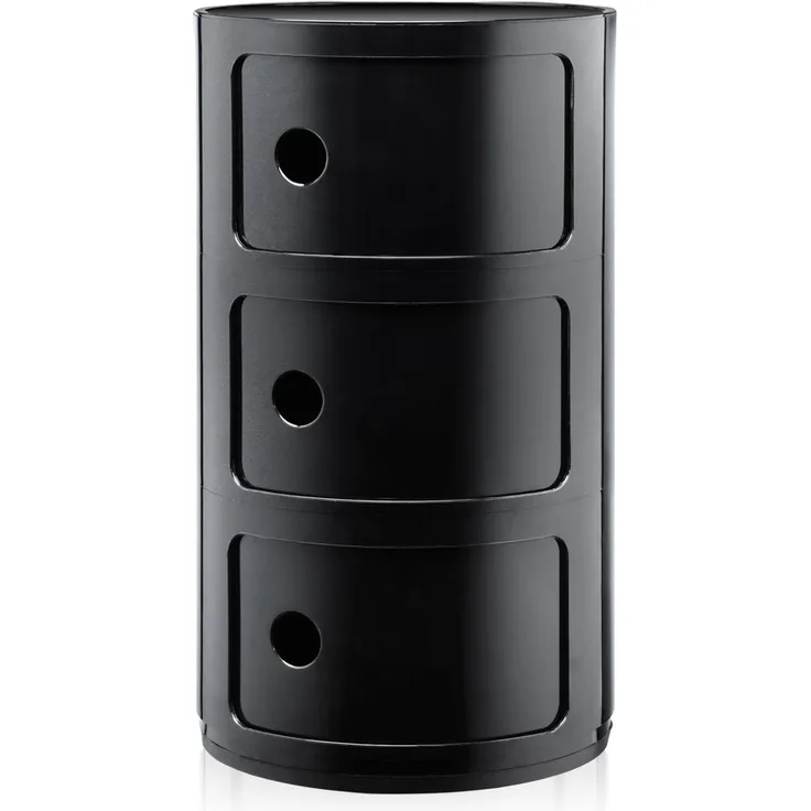Kartell Componibili, 3 Elements, Schwarz, Runde Basis