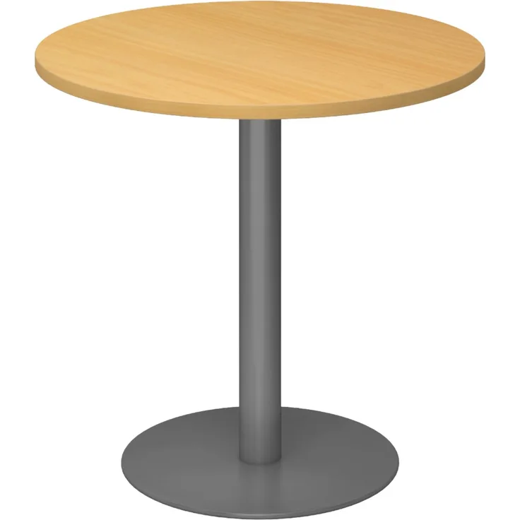 bümö Besprechungstisch, Esstisch klein, Tisch rund 80x80 cm in Buche, Gestell: graphit - kleiner Rundtisch für 2 Personen mit Holz-Platte, Säule aus Metall, Konferenztisch, Bistrotisch, STF08-6-G