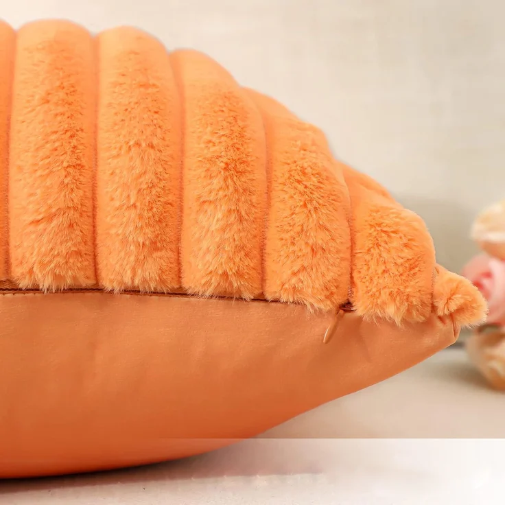 Kissenbezüge 2er Set Flauschig Plüsch Deko Dekokissen Sofakissen Zierkissenbezüge 45*45cm Sofakissen Couchkissen Bezug Sofa Schlafzimmer Reißverschluss,orange – Bild 4