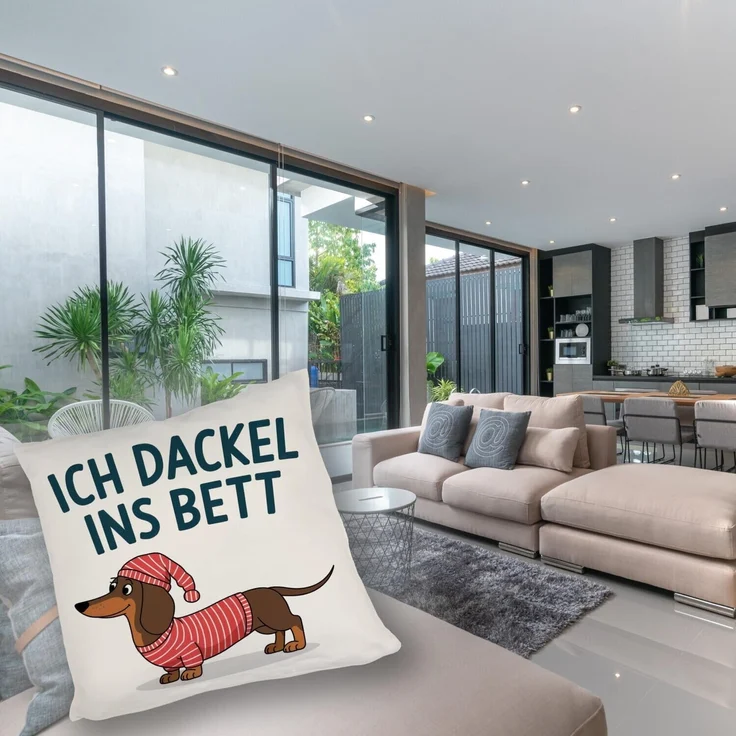 speecheese Dekokissen Dackel im Hemd - Ich dackel ins Bett Kissen – Bild 5
