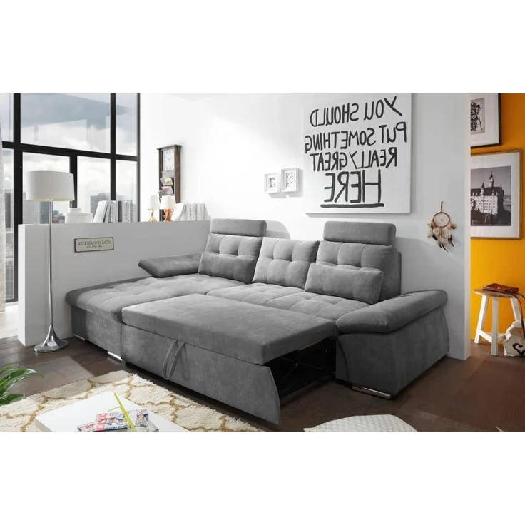 ED Exciting Design Nalo – Modernes Schlafsofa mit Bettkasten, verstellbaren Armlehnen und luxuriöser Uran Mikrofaser. Inklusive zwei Kopfstützen, in verschiedenen Farben wählbar – Bild 3