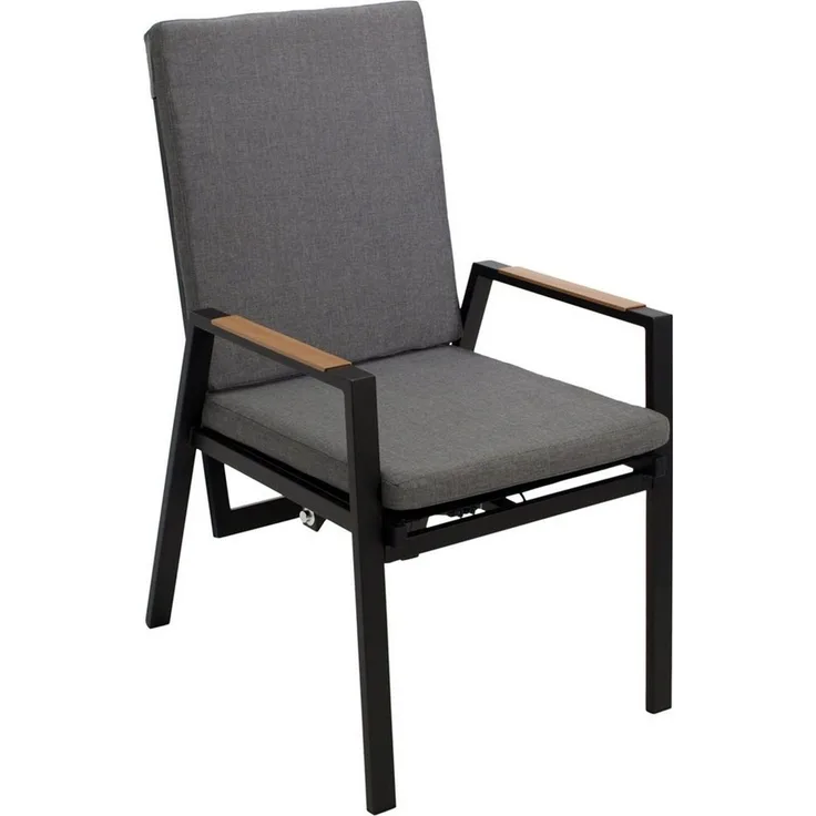 DEGAMO Gartensessel BILBAO, Alu anthrazit, Armlehnen Holzoptik, stufenlos verstellbar