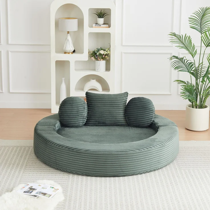 ZUBALIYA SchlafSofa mit USB - Anschluss, mit Schreibtisch, mit Cordbezug, mit Schaumstoffpolsterung, für Wohnzimmer und Apartments – Bild 15