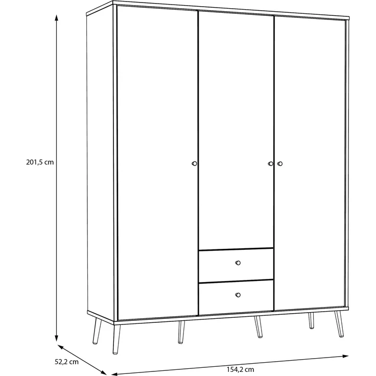 Drehtürenschrank >WHENUA< in Mauvella Eiche/ Salbei - 154,2x201,5x52,2cm (BxHxT) – Bild 6