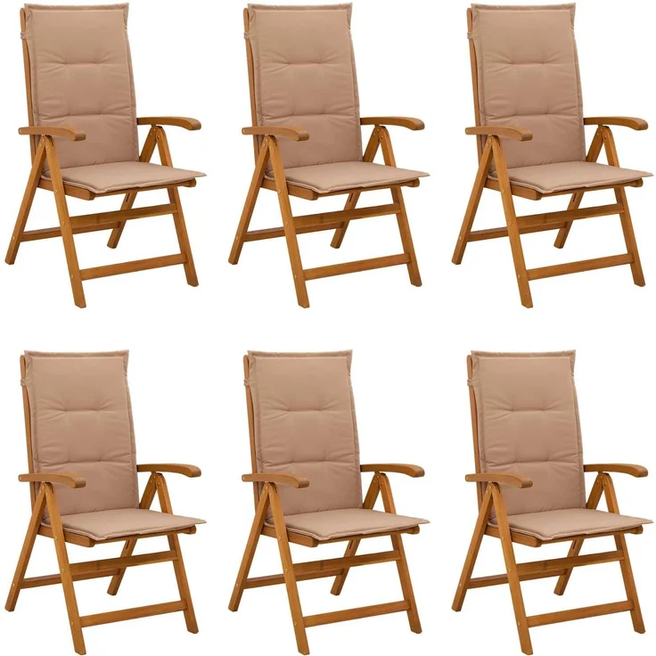 vidaXL Liegestühle für den Garten 6 stk. Natur Massivholz Akazie 3434473 – Bild 1