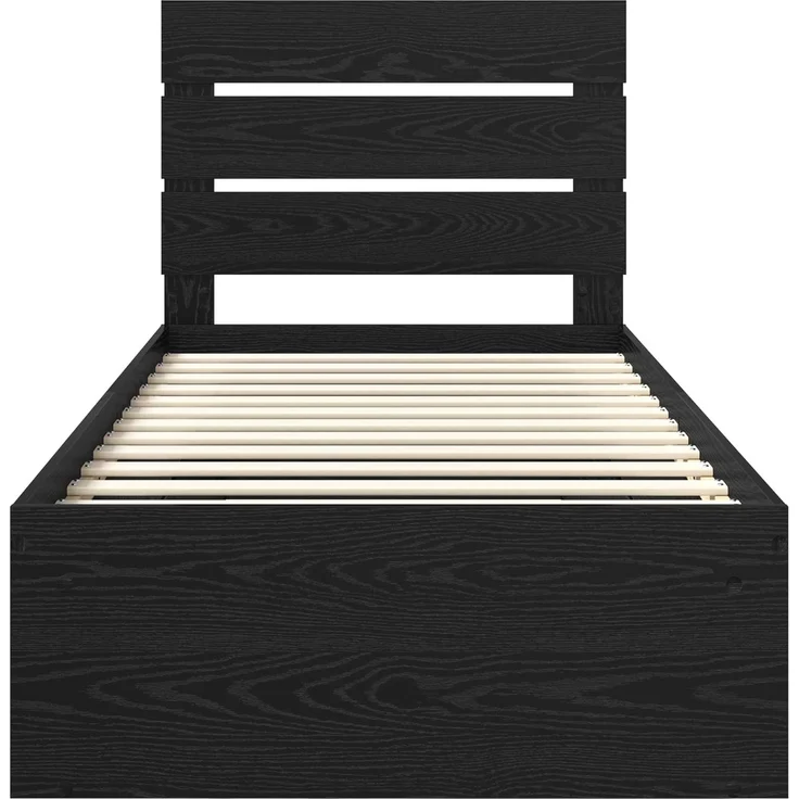 vidaXL Bettrahmen Schwarz 90 x 190 cm Massives Kiefernholz 3411793 – Bild 6