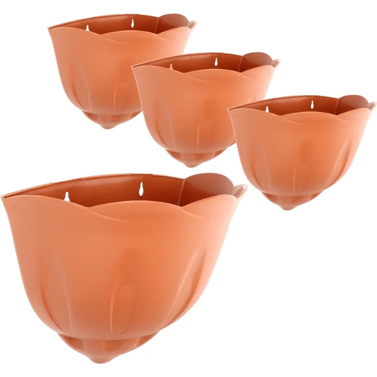 4er Set Blumentopf Wand Blumentopf Wandmontage Wandblumentopf Wandvasen für Pflanzen Pflanzen Wandhalterung Wandtopf Außenbereich Terrakotta – Bild 7