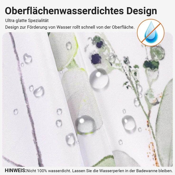 Duschvorhang 180x200cm Goldene Blätter, Beschwerter – Bild 2