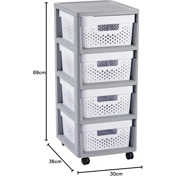Curver Badregal, Aufbewahrungseinheit Schubladenwagen 4x11L Infinity – Bild 6