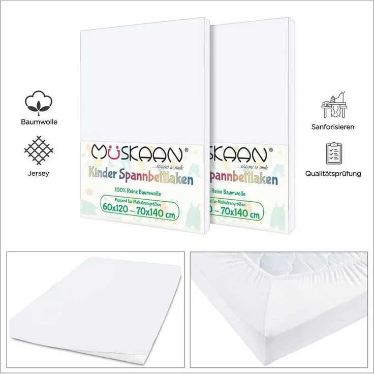 TRENDBUY24 Spannbettlaken Kinder Spannbettlaken 60x120 - 70x140 cm, Baumwolle, Gummizug: ja, (1 Stück), JERSEY