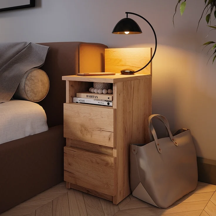 Nachttisch Monty Goldkraft Eiche 2er Set Vicco – Bild 3