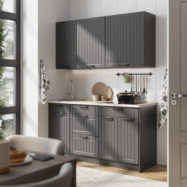 Singleküche Fame-Line Dunkelgrau/Anthrazit 150 cm, AP Anthrazit Vicco – Bild 2