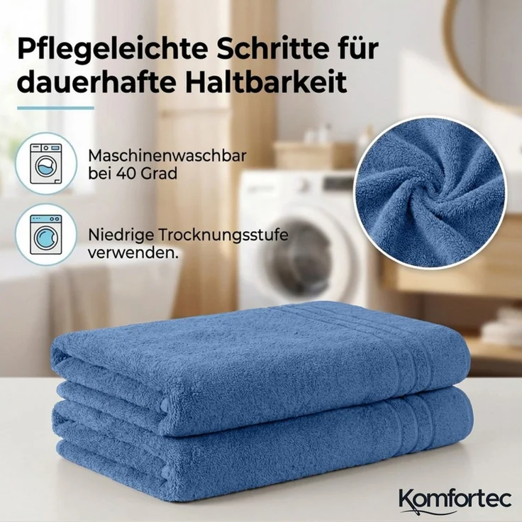 Komfortec Saunatuch 100x200 cm Badetuch aus 100% Baumwolle, Frottee (1-St), extra Große, Schnelltrocknend – Bild 3