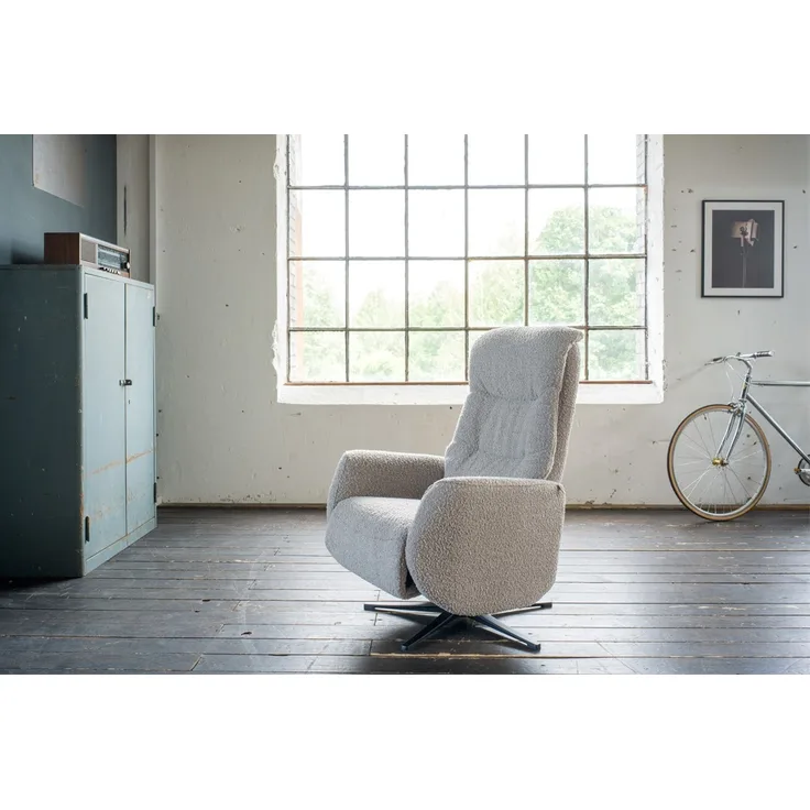 KAWOLA Sessel SARI Relaxsessel drehbar Stoff taupe 108 x 89 x 77 cm
