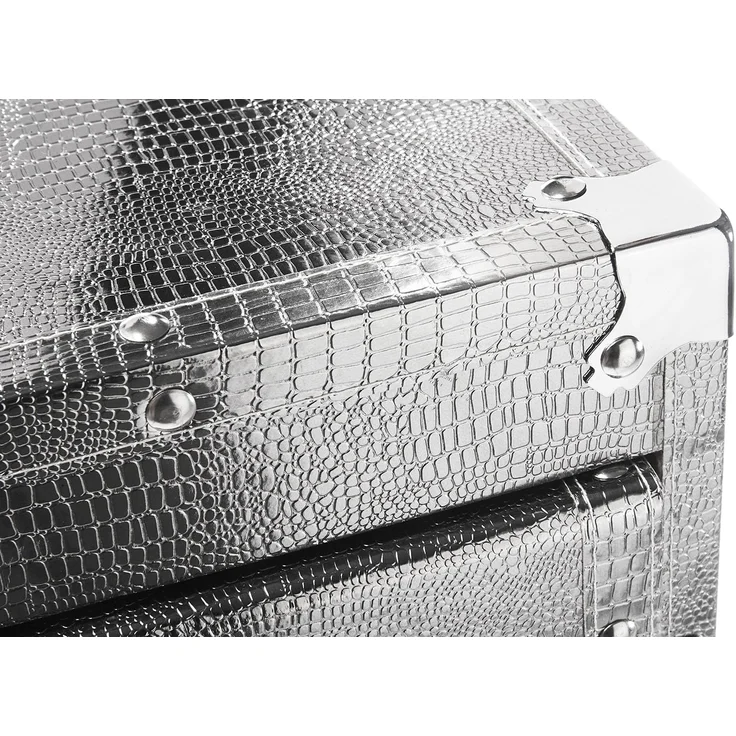 Kobolo Regal Kommode Schubladenturm Kofferoptik silber 4 Fächer – Bild 6