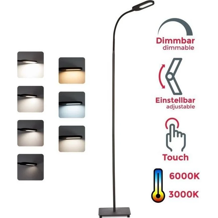 LED Stehleuchte dimmbar Stehlampe schwenkbar Memory & Touch Funktion – Bild 4
