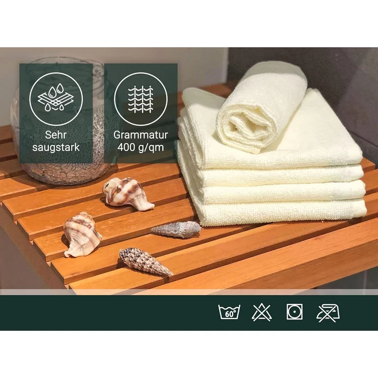 ZOLLNER Gästehandtücher, Walkfrottier (10-St), 30x50 cm, 100% Baumwolle, vom Hotelwäschespezialisten, Beige – Bild 4