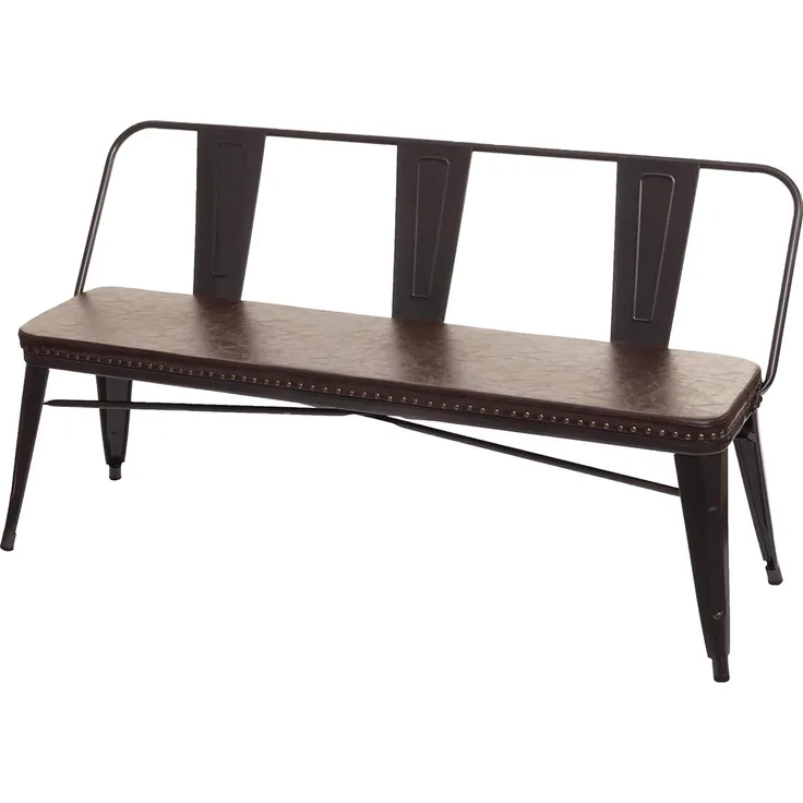 3er Sitzbank HWC-H10, Garderobenbank Esszimmerbank, Kunstleder Chesterfield Industrial Gastronomie ~ schwarz-braun