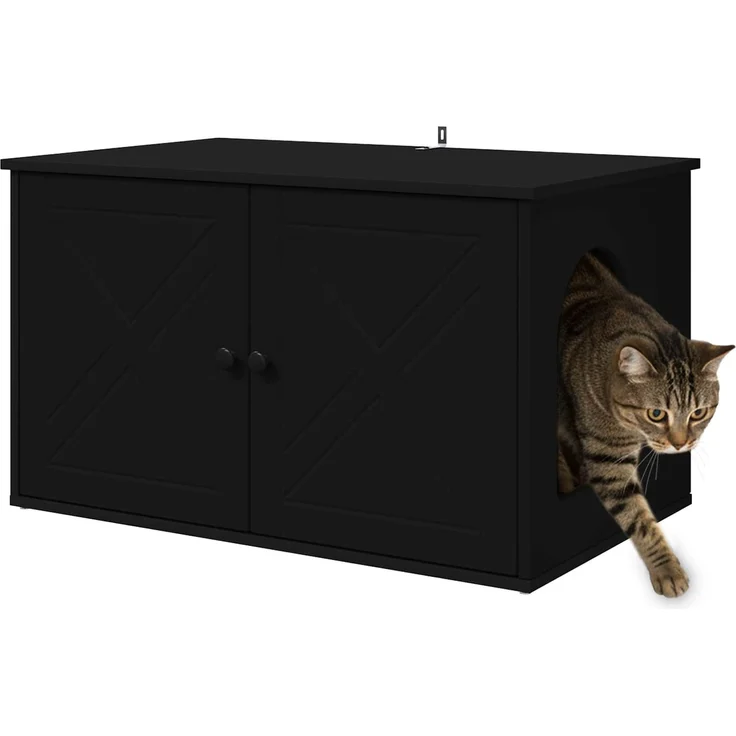 vidaXL Katzenhaus Schwarz 85 x 55 x 50,5 cm Holzwerkstoff 8000726 – Bild 3