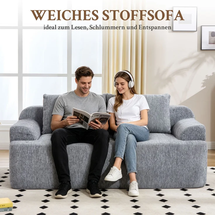 ZUBALIYA SchlafSofa mit Cordbezug, mit Schaumstoffpolsterung, ohne aufwendige Montage, für Wohnzimmer und Apartments – Bild 3