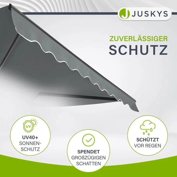 Juskys Markise - Gelenkarmmarkise mit Kurbel & Halterung, Grau, 350x300 cm – Bild 3