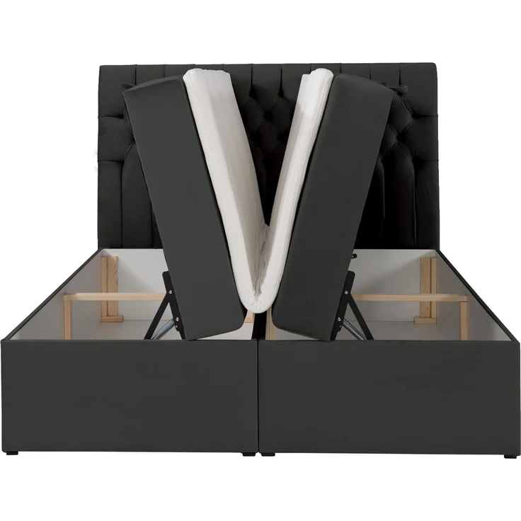Selsey 'Daissy' Boxbett 140×200 mit Matratze und Topper, Samt, Dunkelgrau – Bild 6
