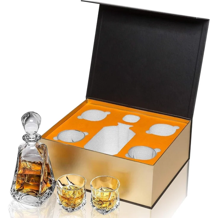 5-teiliges Whisky-Set Bleifrei Kristallgläser Karaffe 650ml, Geschenkbox – Bild 2